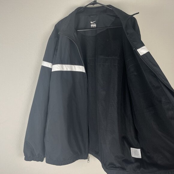 Nike Black Lightweight Track Windbreaker Jacket White Stripe Size XXL - Picture 4 of 7